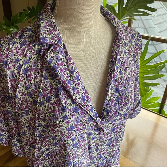 Favorite Daughter The Savannah Short Sleeve Floral Button Down Shirt in Purple - Picture 12 of 12